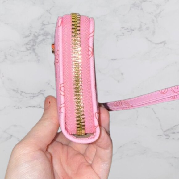 NWT Blush Kiss Pink Bow Print Wallet with Wrist Strap - Picture 6 of 9